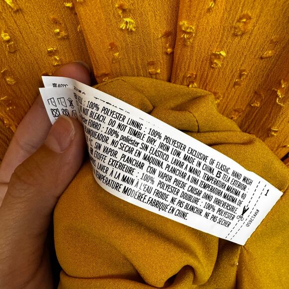 NWT English Factory Yellow Long Sleeve Swiss Dot Smocked Maxi Dress Womens Small - Picture 6 of 10